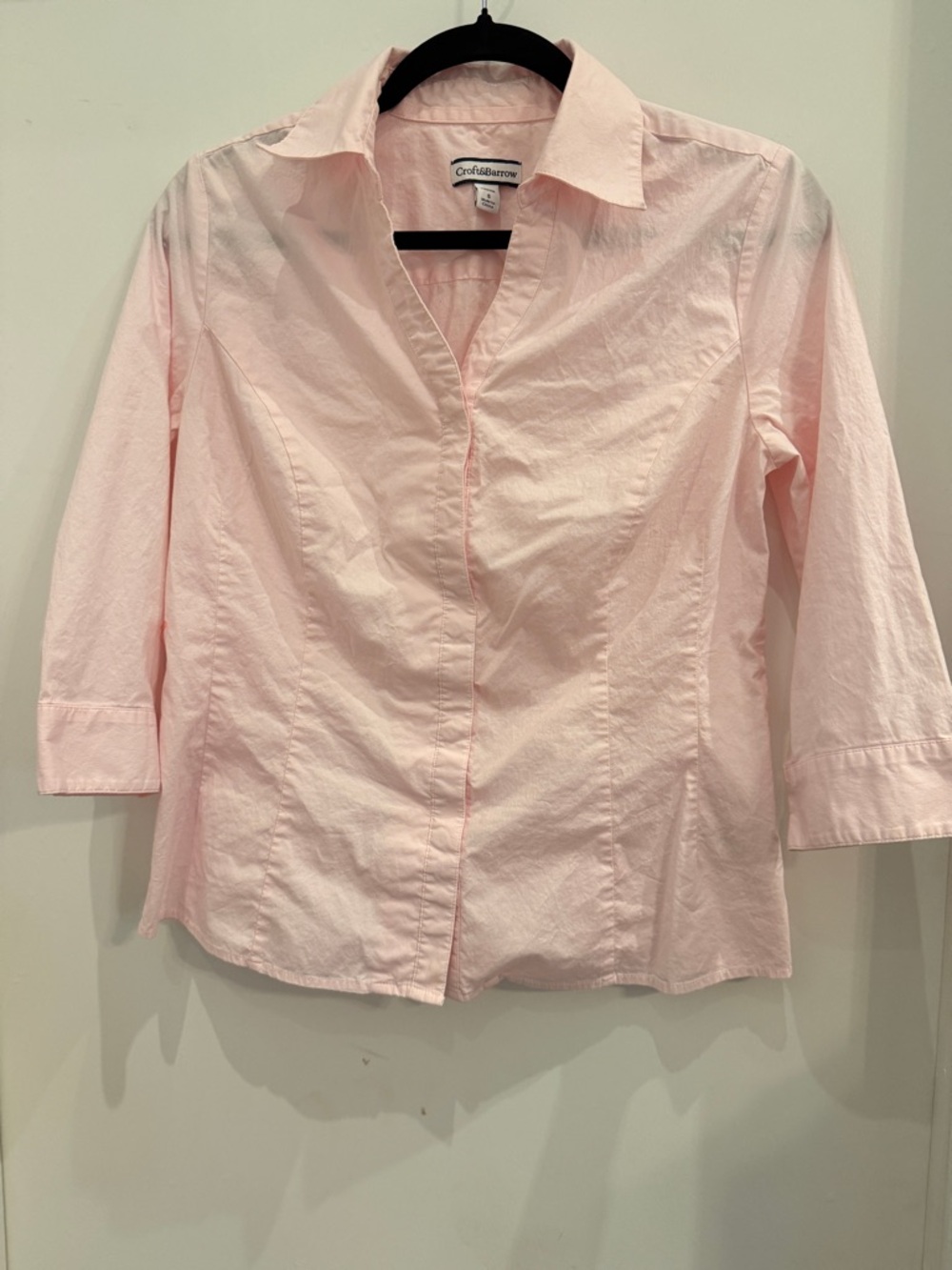 croft & barrow light pink collared‎ button shirt